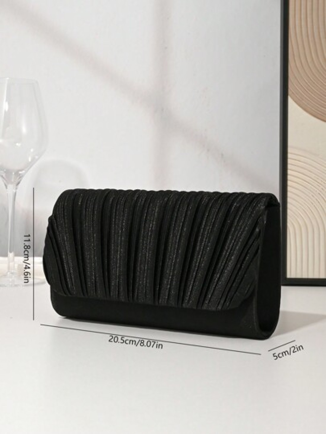 Women Elegant Pleated Satin Evening Clutch Handbag For Wedding Party Formal Occasion Envelop Flap Chain Shoulder Crossbody Bag Perfect For Party Wedding Prom Dinner Banquet Matching With Holiday Party