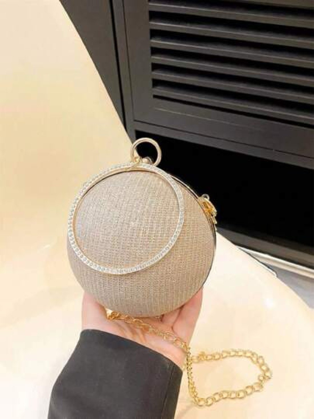 Dedoo Lightweight Business Casual Rhinestone Decor Bucket Bag Mini Drawstring Design Clear Bag Faux Pearl Bag Evening Bag Dinner Bag Glamorous Elegant Exquisite Quiet Luxury Rhinestone For Party Girl