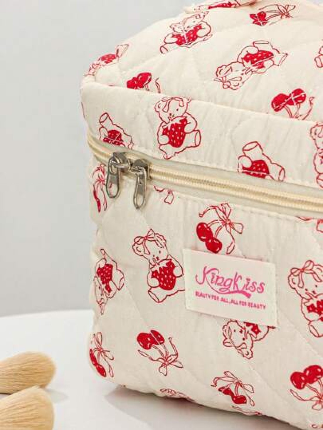 1 Piece Cherry Bear Cosmetic Bag Set Cherry Pattern Multifunctional Makeup Bag Square Large Capacity Makeup Bag Travel Toiletry Bag Aesthetci Toiletry Bag Pencil Case Skincare Bag For Travel Cruises M