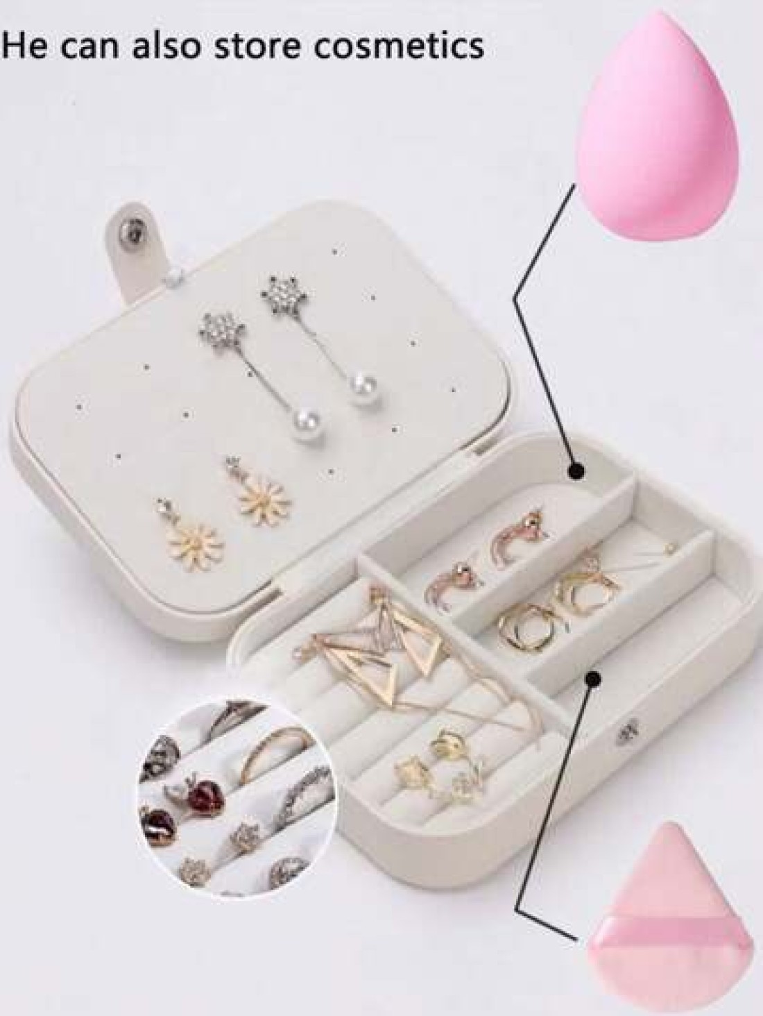 Large Capacity Jewelry Organizer Box Portable Travel Case For Earrings Rings Necklaces Multi Layer Storage With Zipper Makeup Toiletry Essentials Gift For Women Makeup Organizer