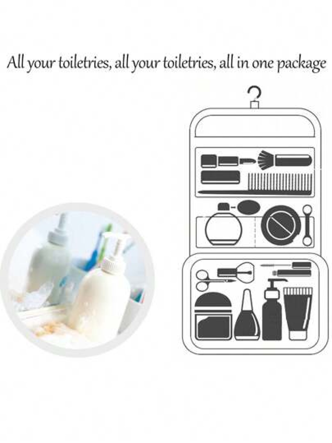1pc Hanging Toiletry Bag Portable Handbag Zipper Bag Cosmetic Bag Makeup Organizer Bag Waterproof Toiletry Bag Multi Functional Skincare And Cosmetic Storage Bag Travel Organizer Makeup Bag Bathroom T
