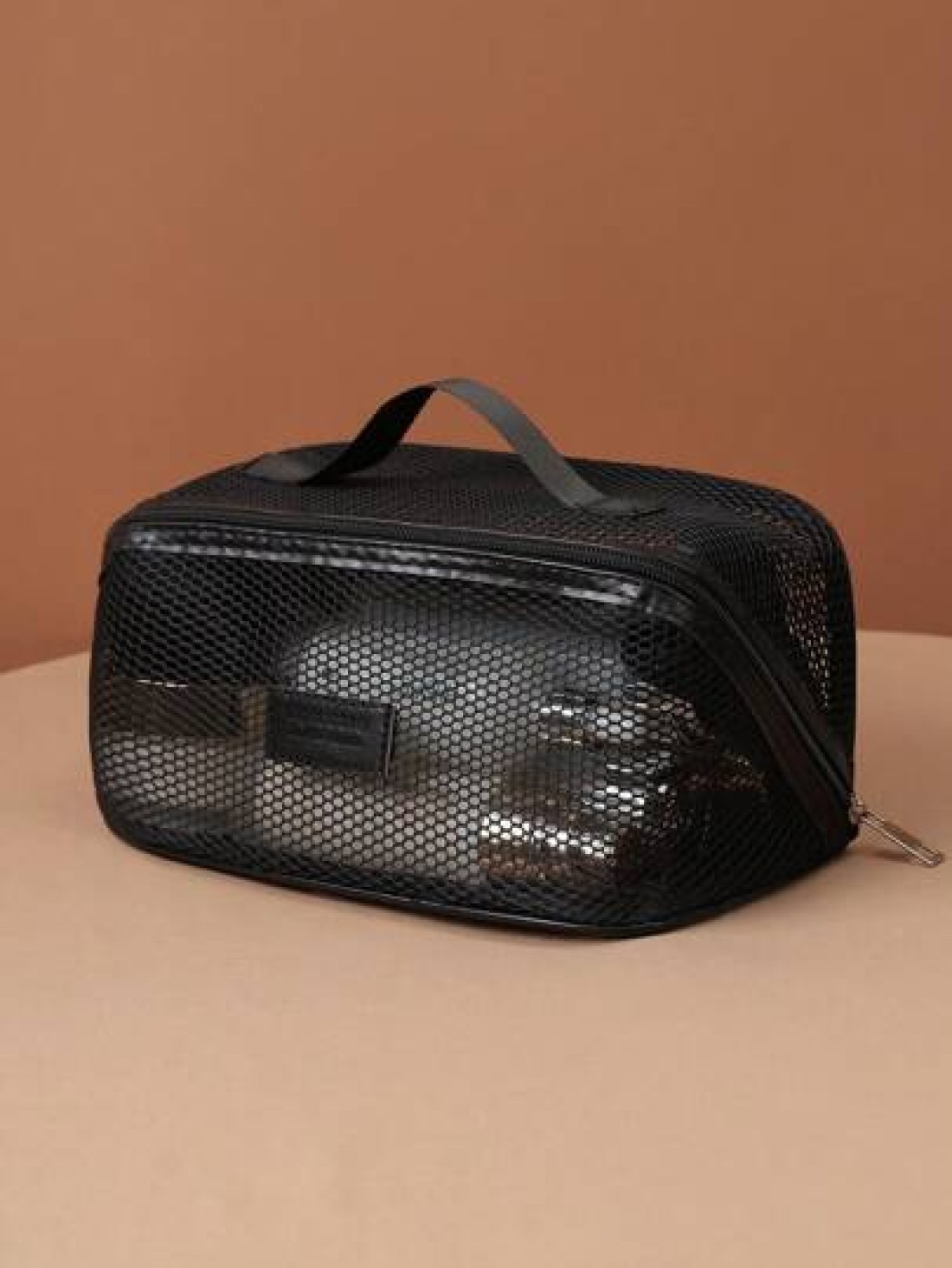 1pc Portable Mesh Travel Toiletry Bag Large Capacity Makeup Organizer Pouch Multi Functional Cosmetic Bag With Handle Women Gift Girls Gift Birthday Gift Mother s Day Gift Can Store Lipstick Eyeshadow