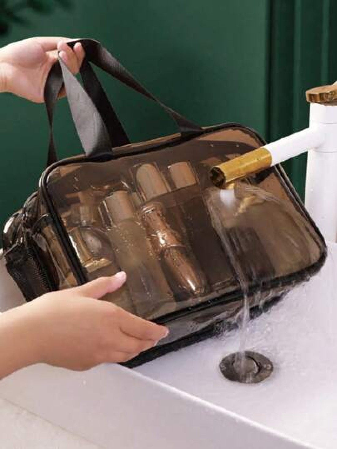1pc Double Layer Clear Travel Toiletry Bag Large Capacity Handheld Makeup Organizer Pouch Zipper Mesh Pockets For Cosmetics Skincare Toiletries Jewelry And More Ideal Gift For Mother s Day Valentine s