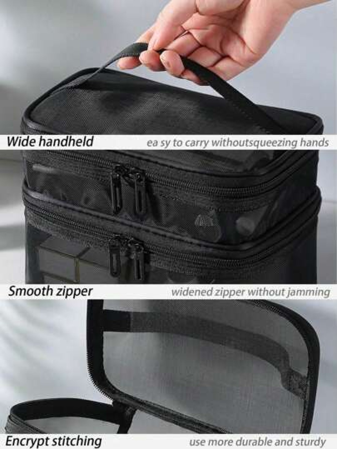 1pc Multi Function Cosmetic Bag Portable Makeup Organizer Bag Waterproof Travel Toiletry Bag Large Capacity Storage Bag For Makeup Cosmetics Lip Gloss Lipstick Combs Brushes Toothpaste Jewelry Station