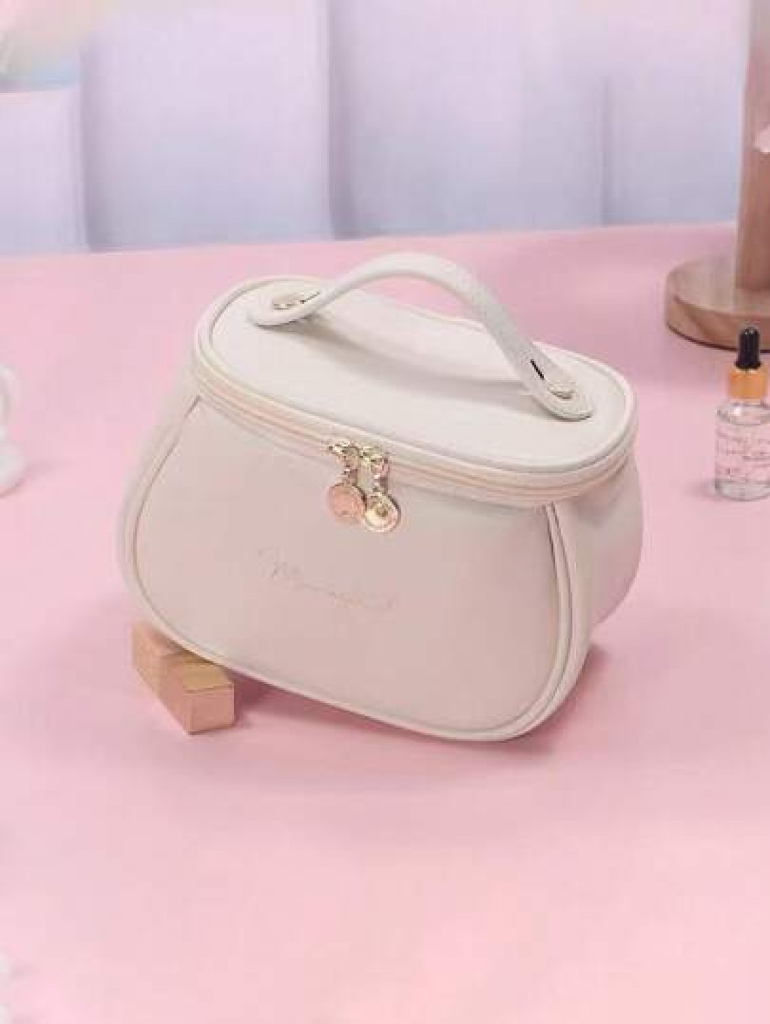 1pc Waterproof Handbag Large Capacity Cosmetic Bag Oil Proof Storage Makeup Bag Bathroom Cosmetic Bag Portable Travel Toiletry Bag Suitable For Lipstick Makeup Eyeshadow Palette Skincare Makeup Brushe