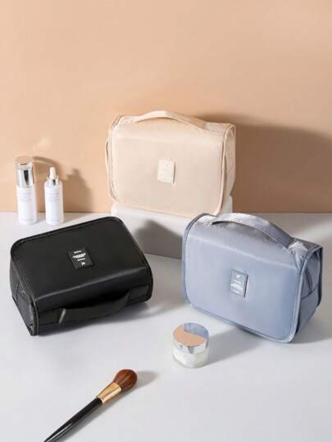 1pc New Fashionable Cute Travel Toiletry Bag Cosmetic Organizer Bag Hanging Makeup Bag Shower Room Accessory Portable Cosmetic Storage Bag Multi Functional Wet Dry Separation Foldable Waterproof Large