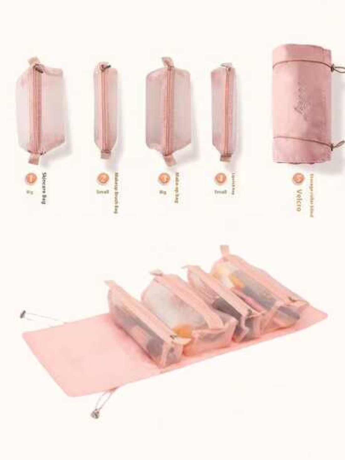 1pc Women s Waterproof 4 In 1 Travel Toiletry Bag Detachable Makeup Bag Cosmetic Pouch Pink Bathroom Bag Storage Bag Makeup Brush Holder Portable Compartment For Cosmetics Makeup And Lipstick Great Fo