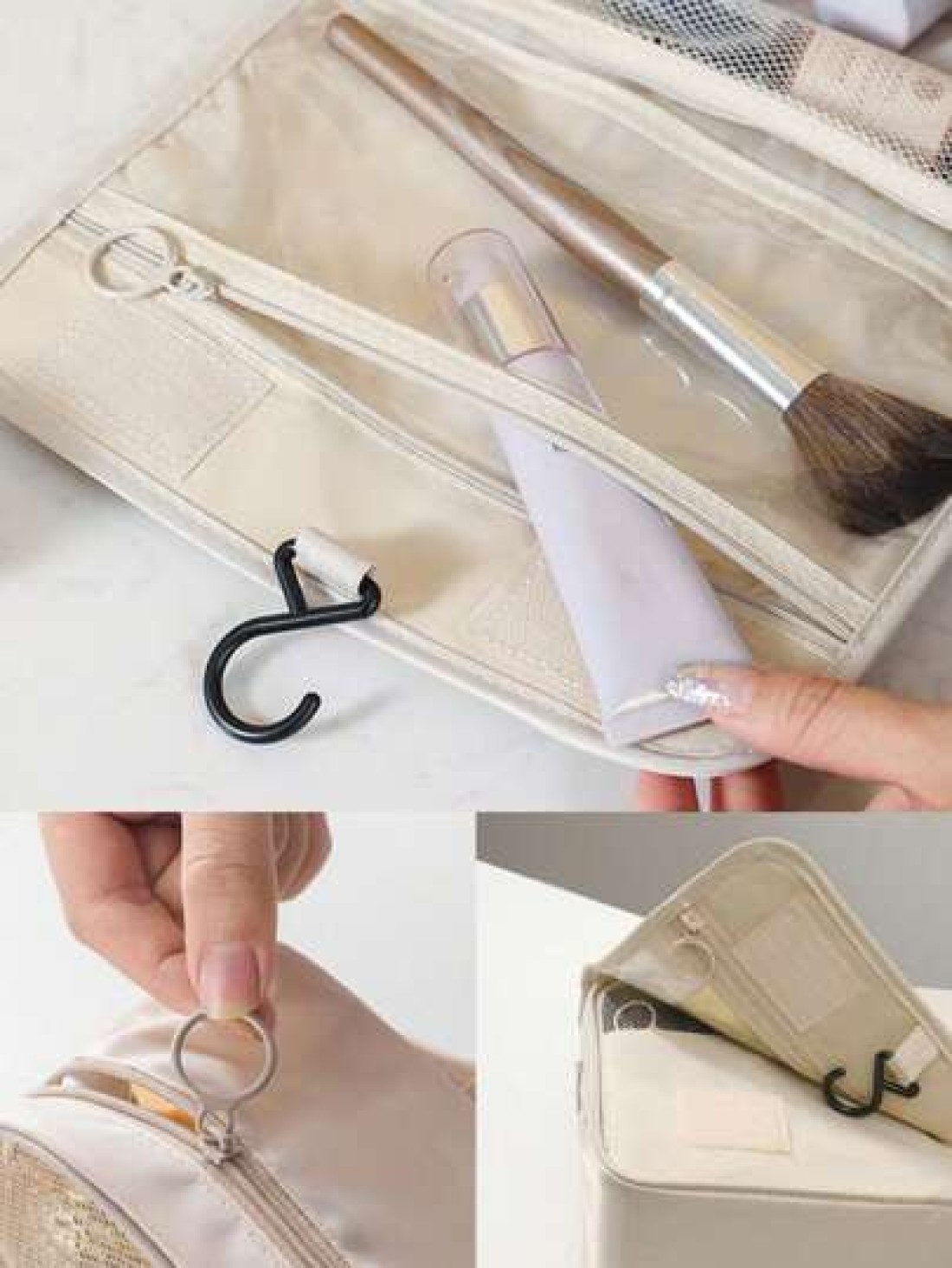 1pc Travel Make Up Bag Waterproof Toiletry Bag Beauty Storage Bag Portable Cosmetics Bag Multi Functional Makeup Hanging Bag Travel Storage Bag Travel Makeup Bag Hand Held Zipper Bag Mesh Bag Travel B