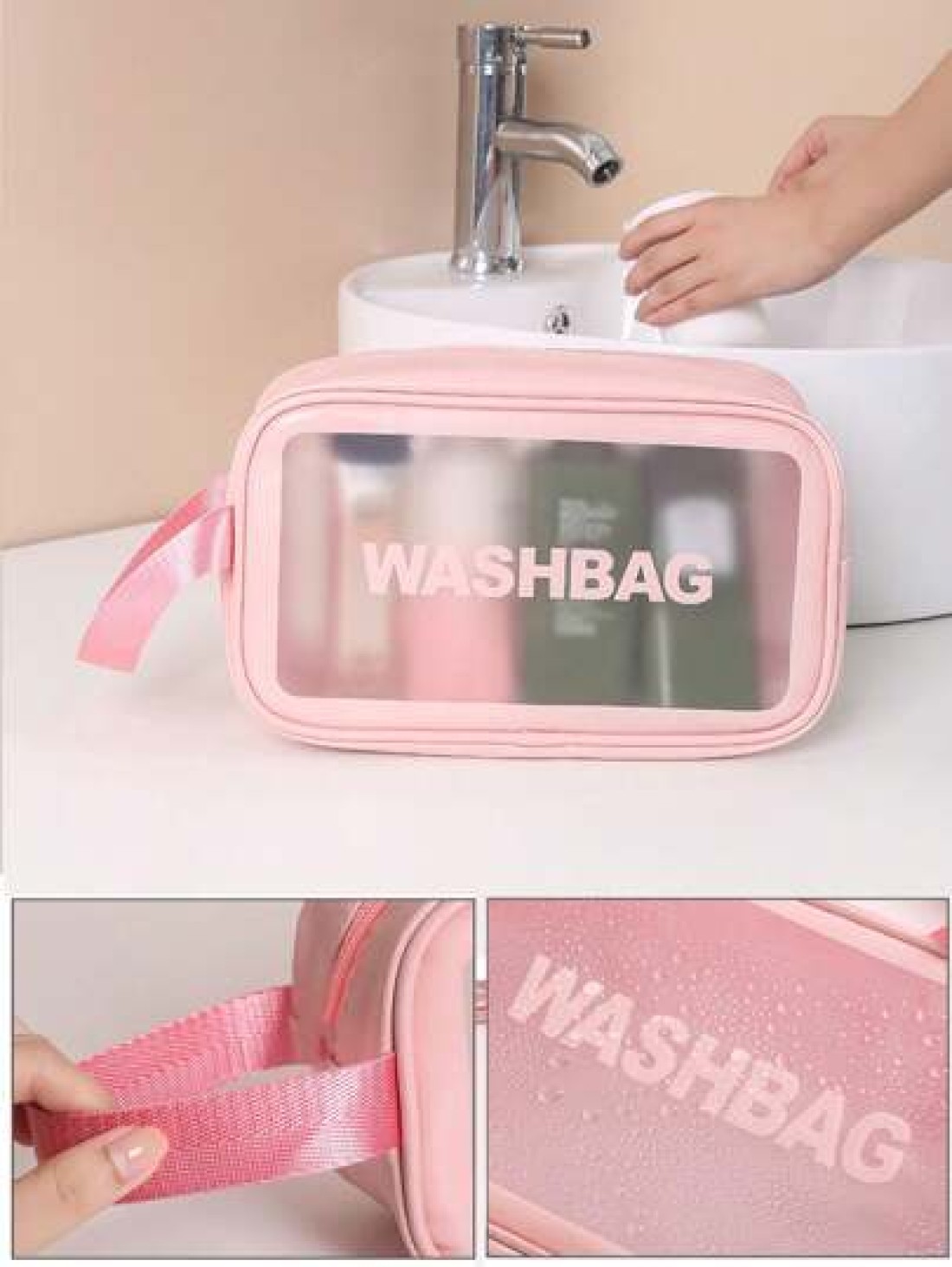 4pcs 1pc PVC Portable Cosmetic Bag Travel Makeup Organizer Pouch Waterproof Toiletry Bag Multi Functional Storage Bag For Lipstick Lip Liner Comb Makeup Brushes Eyeshadow Palette Toothpaste Skincare N