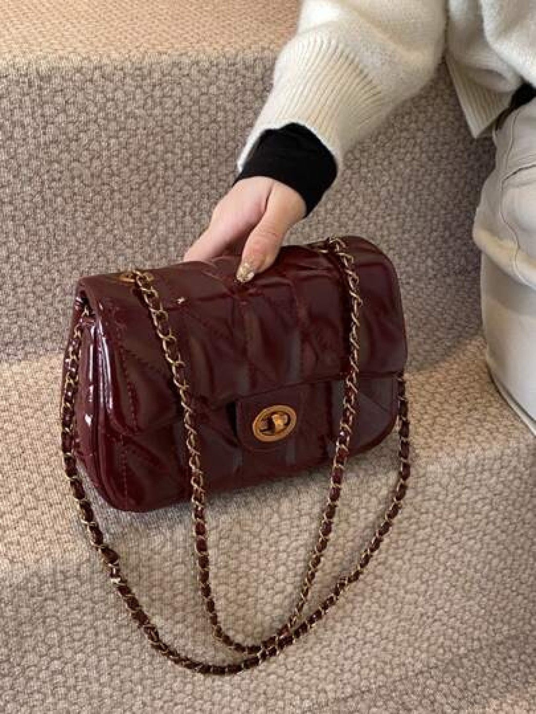 Nanfeng Chio2n Fancheng Red Maple Small Square Bag Women s New Red Chain Shoulder Crossbody Bag