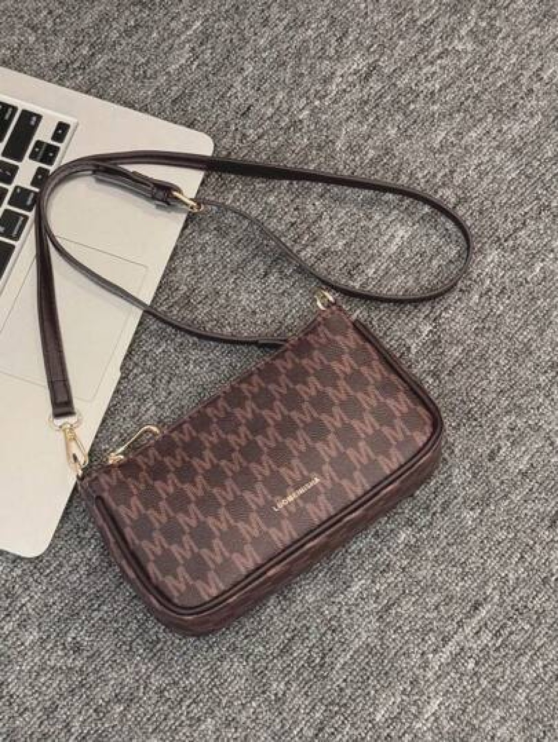 In 2024 The New Fashion Classic Joker Pu Waterproof Fabric Letter Pattern Printing Design Metal Chain Decoration Design Baguette Bag Shoulder Bag Is Suitable For Shopping