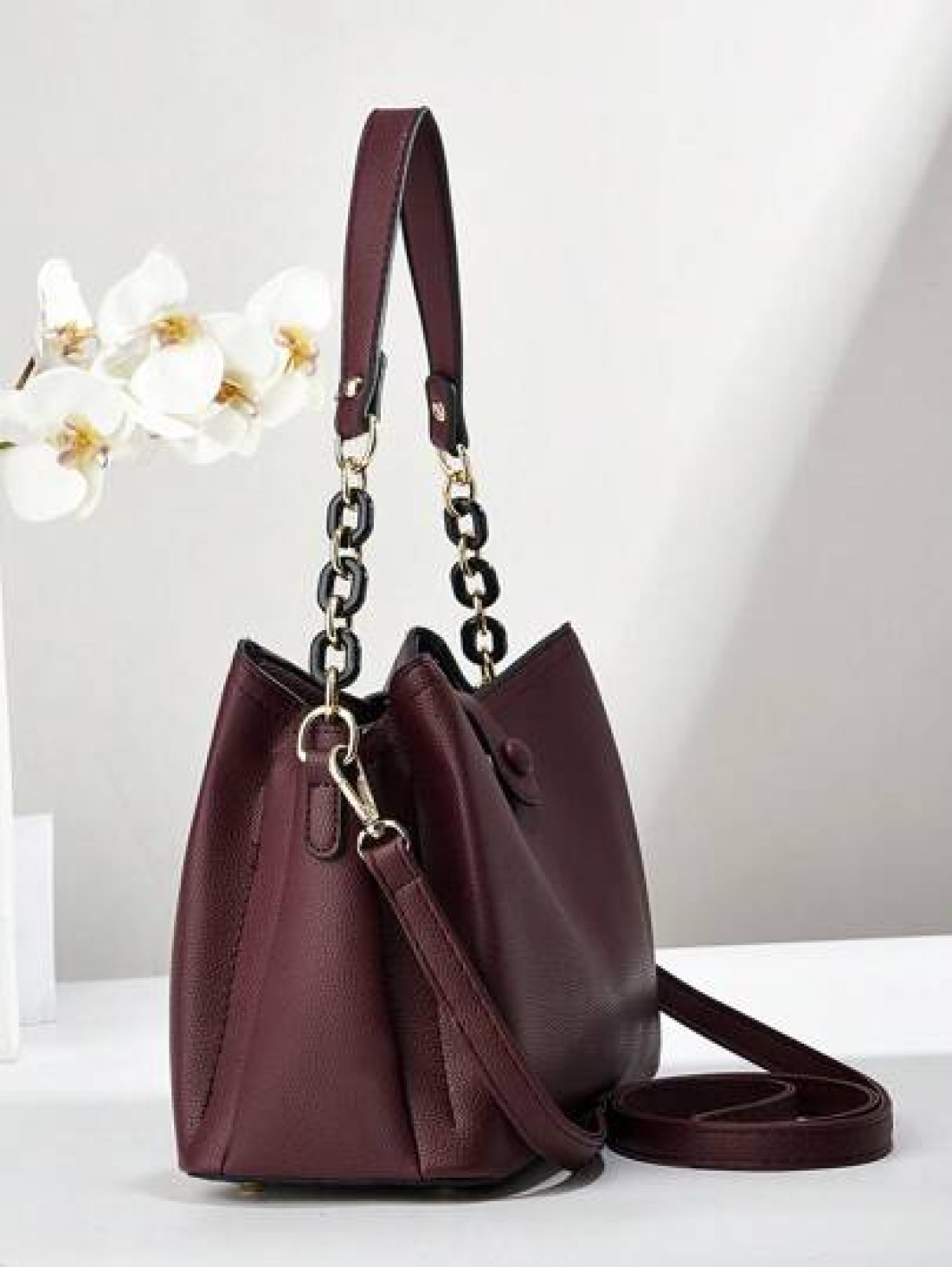 Fashion Solid Color Women s Handbag Women s Chain Crossbody Bag Anti Theft Shoulder Bag Women s PU Leather Shoulder Bag With Phone Wallet Bucket Bag Bag For Women Elegant Best Mothers Day Gifts Ever