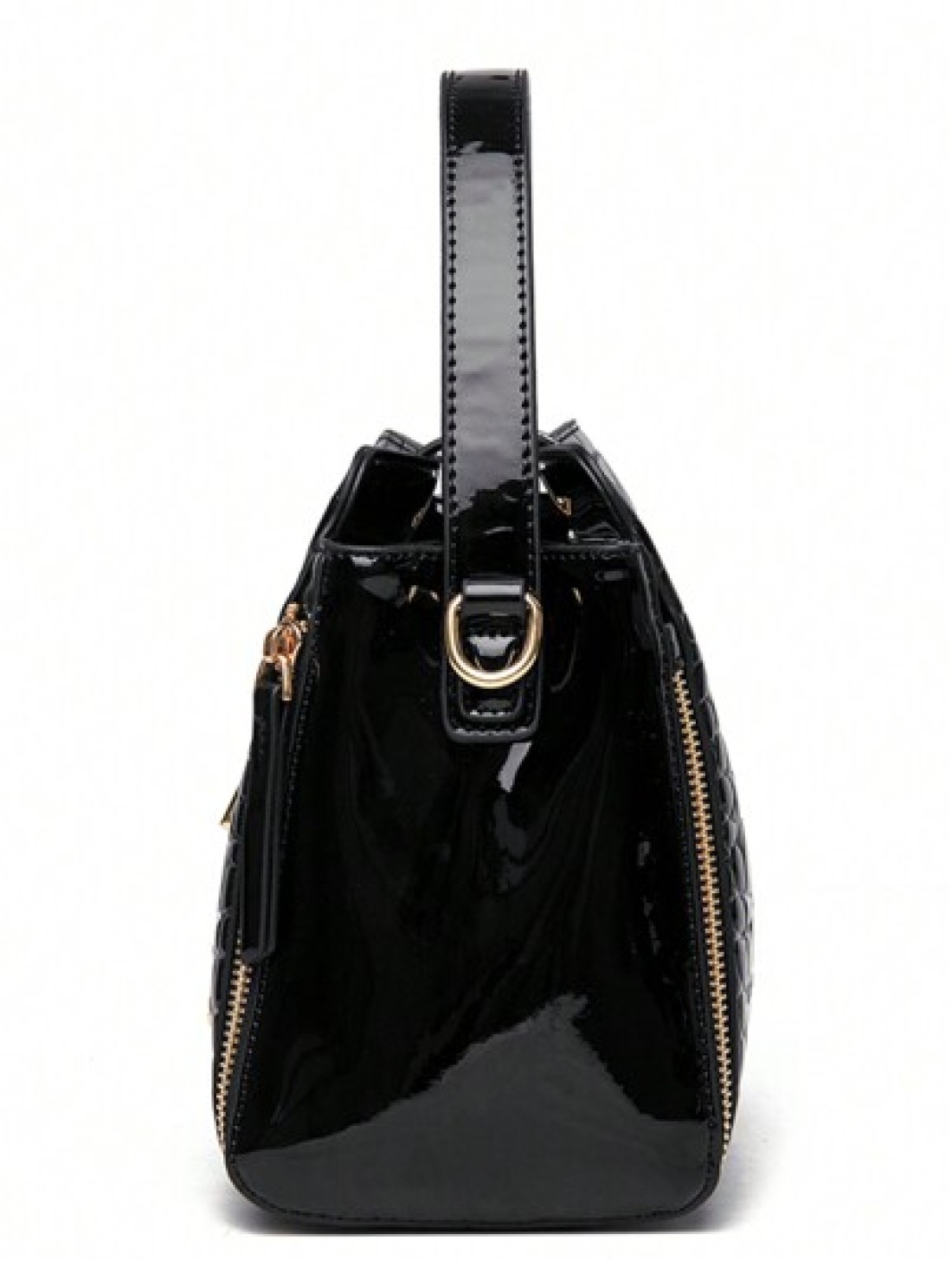 Women Patent Leather Handbag High Quality Lnterior Slot Pocket Leather Bucket Bag Female Shoulder Bag Luxury Brand Crossbody Bag