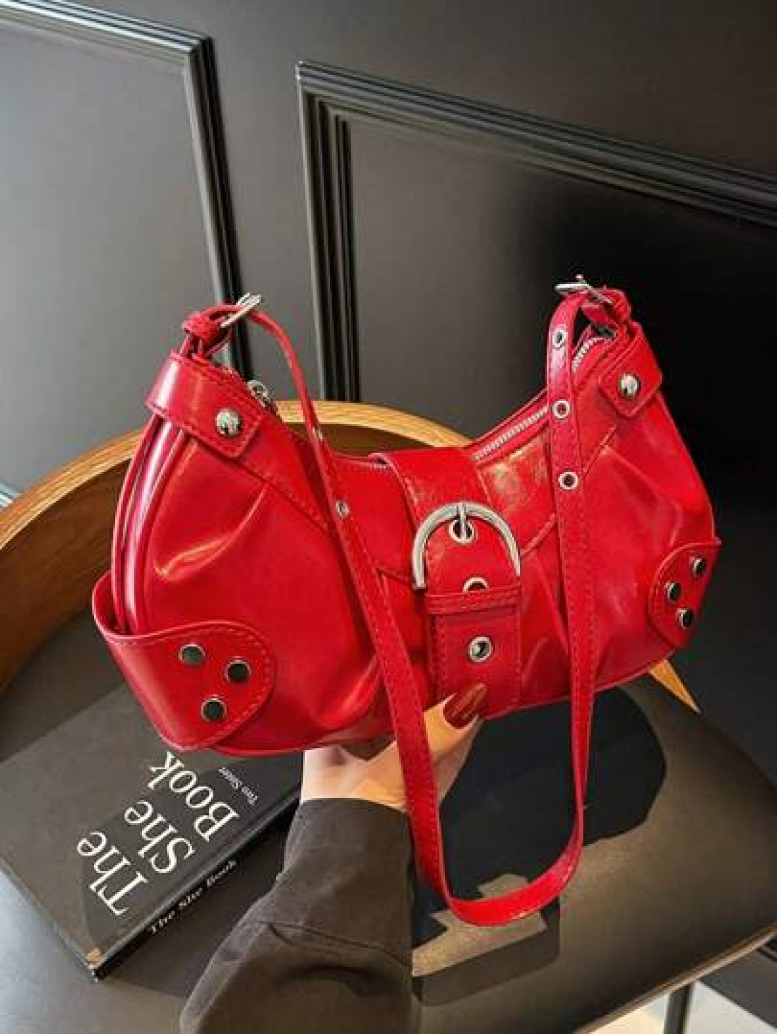 Niche Design Casual Versatile Minimalist Fashion PU Texture Shoulder Crossbody Handheld Crescent Bag