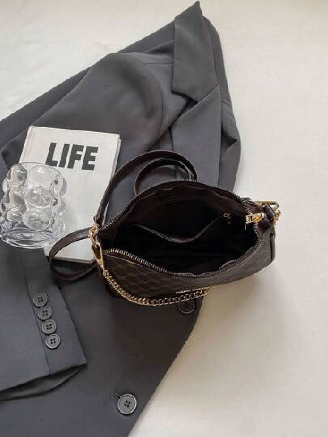 Women s Pu Leather Chain Shoulder Bag With Underarm Design