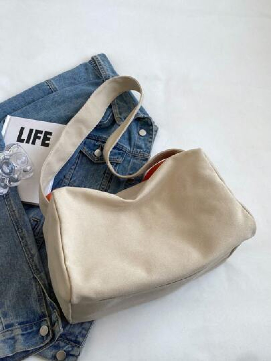 Fashionable Women s Shoulder Bag Casual Simple Large Capacity Adjustable Strap Tote Bag Zipper Closure Colorblock Cloth Bag Suitable For Daily Use College School Foldable Cross Body Handbag