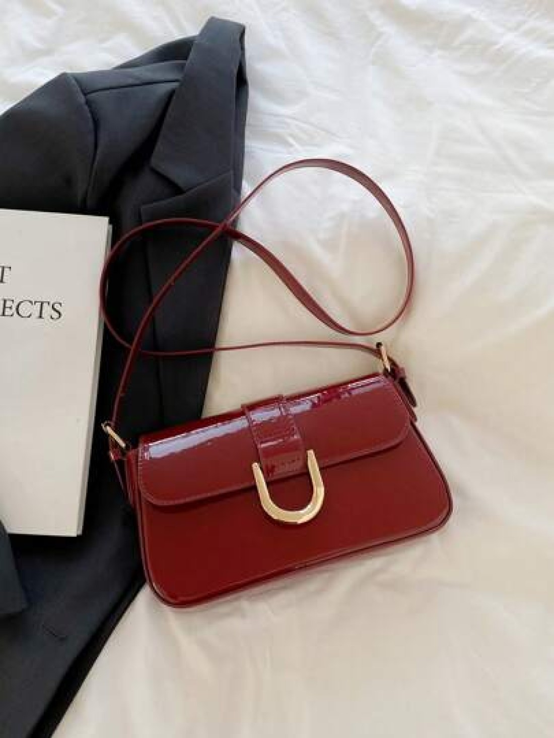 Red Retro Style Faux Leather Square Small Shoulder Bag Versatile For Women Detachable Dual Shoulder Straps Suitable For Girls Ladies Students Office Workers Commuting Outdoor Matching Ankolal Red