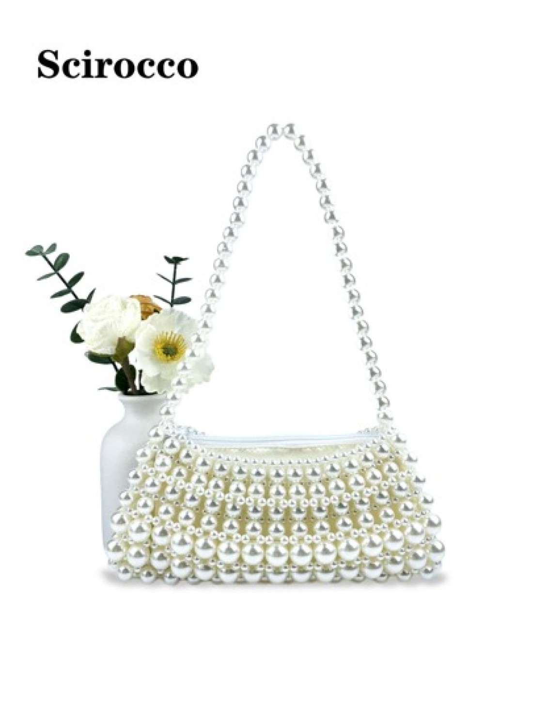 Pearl Handled Large Tote Bag With Bead Detail Shoulder Bag Or Underarm Bag
