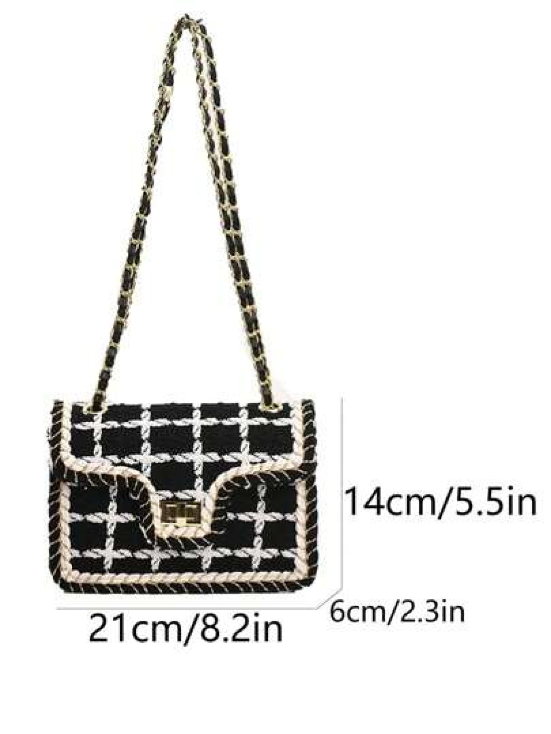 New Simple And Fashionable Black And White Plaid Woolen Single Shoulder Crossbody Small Square Bag Suitable For Women s Vacation Travel Daily Use Dating Gifts
