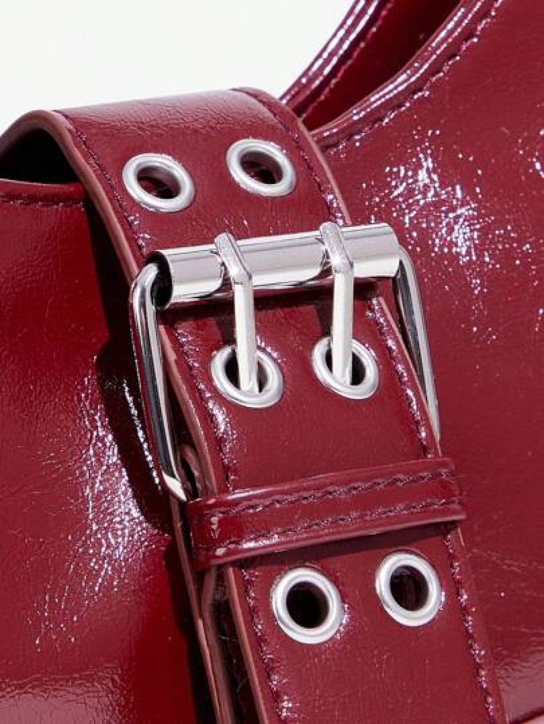 SHEIN ICON 1pc Rivet Decorated Punk Style Buckle Closure Y2K Fashion Women s Shoulder Bag Adjustable Strap For Teenagers Fashionable Burgundy Bag Valentines
