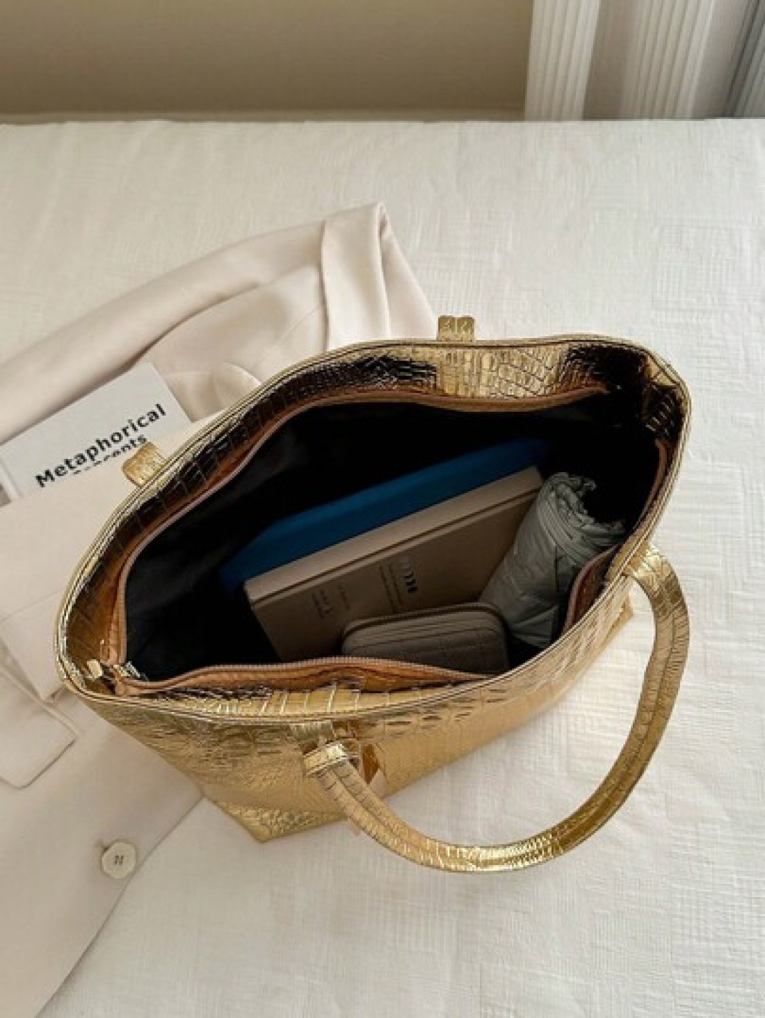 Large Capacity PU Leather Shoulder Handbag Crocodile Pattern Fashion Tote Bag Crossbody Bag Work School Commute Bag