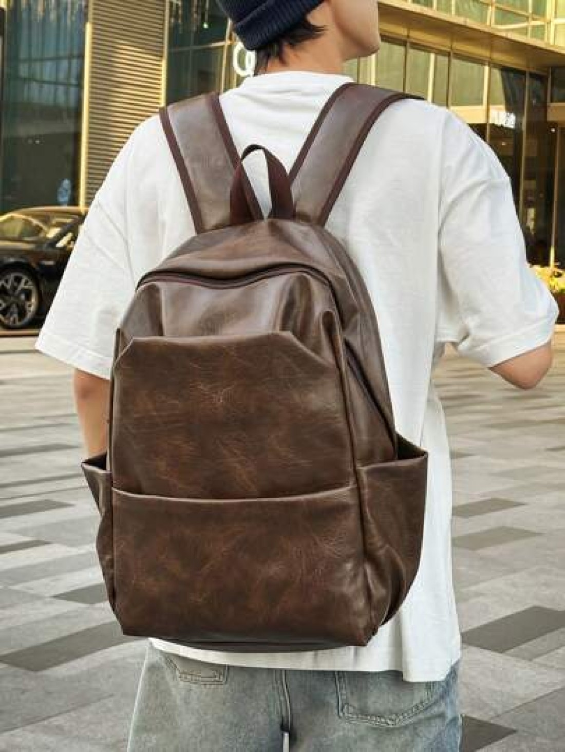 PU Waterproof Large Capacity Backpack Suitable For School Travel Laptop Cartoon Camo Pattern Fashion Casual Business Hiking Outdoor Multi Function Bag Black Great Gift For Father Boyfriend Backpack Fo
