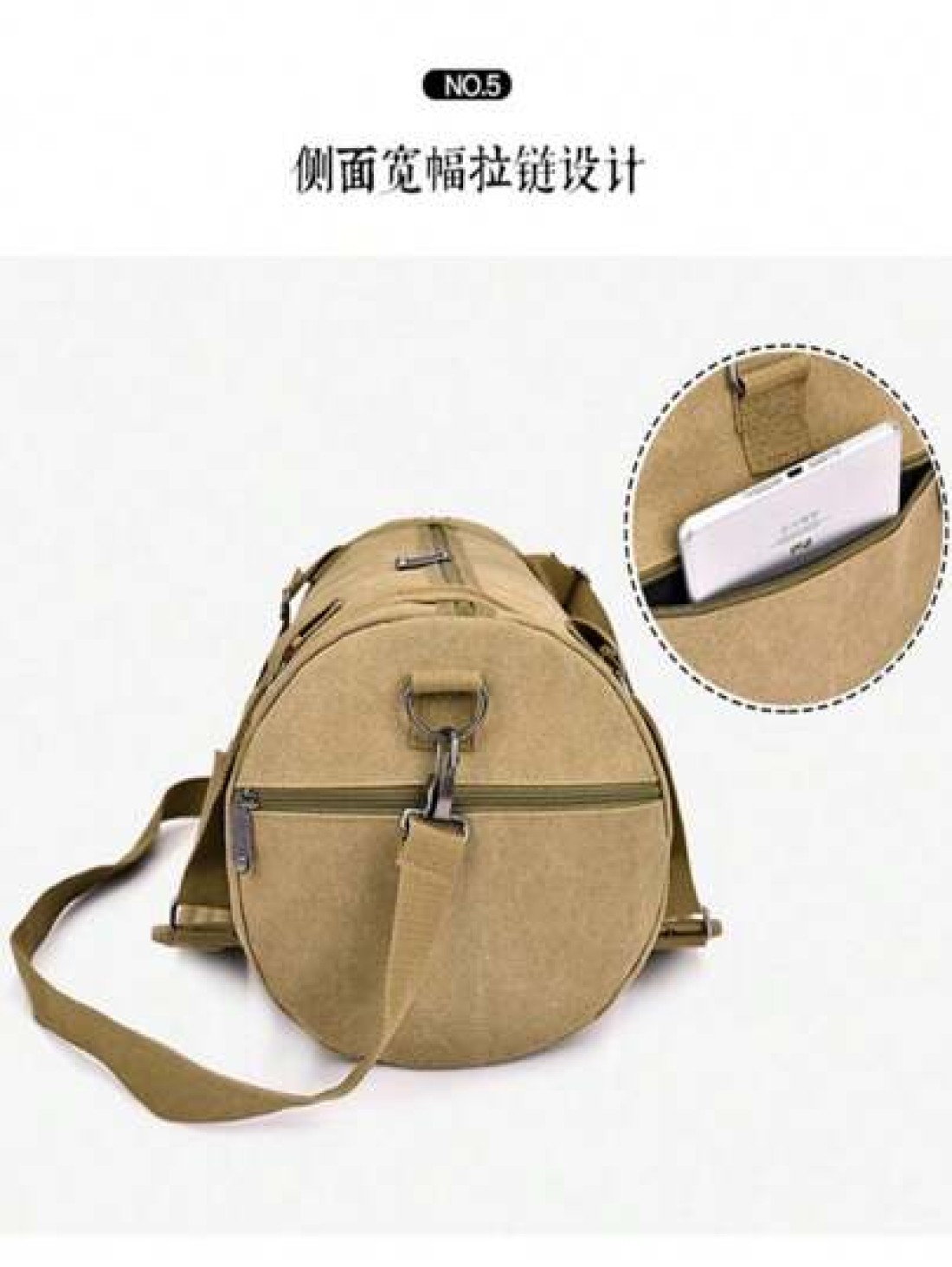 Large Capacity Men s Travel Bag Cylinder Shoulder Bag Fashionable Multi Function Backpack Canvas Messenger Bag Cylindrical Handbag