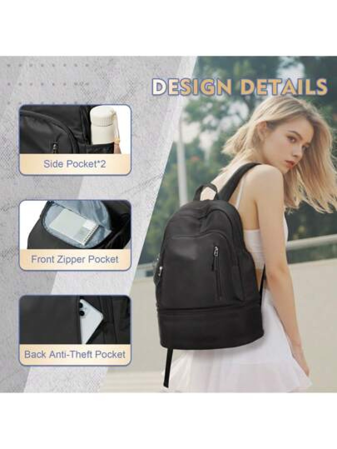 Expandable Wet Dry Separation Backpack With Shoe Compartment Casual Nylon Travel Gym Backpack Multipurpose Daypack For Men Water Resistant With Laptop Pocket