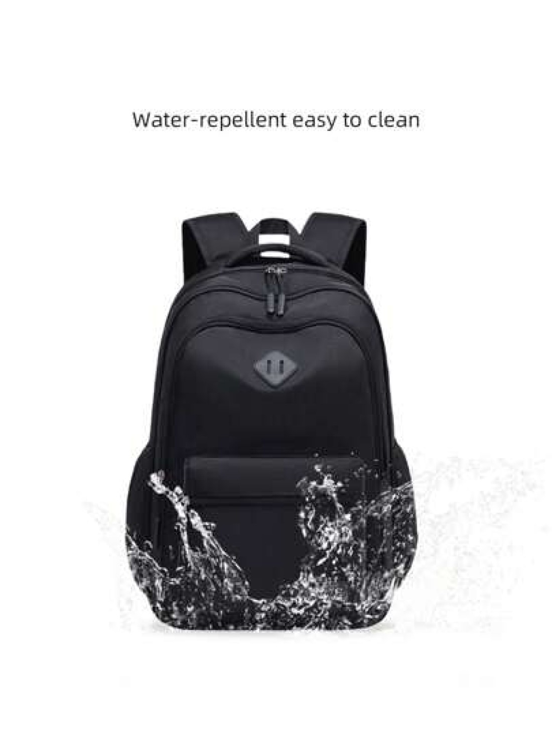 1pc Classic Black Backpack For Men Large Capacity Multi Layer Design Adjustable Shoulder Strap Polyester Lining Zipper Closure Side Water Bottle Holder Suitable For School And Travel Casual Style Back