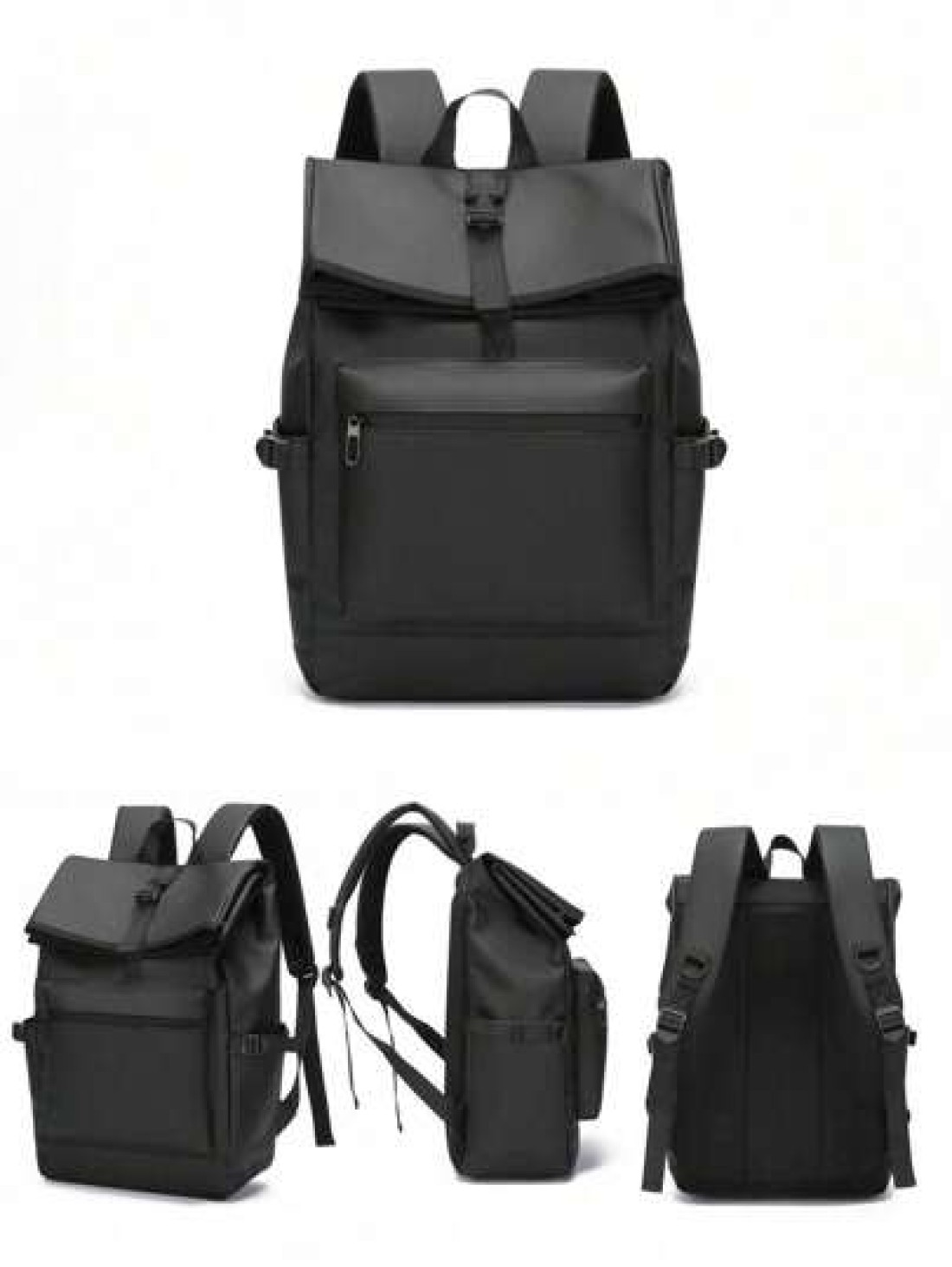 New Black Waterproof Flap Cover Backpack For Men Business Travel Commute Office Laptop Bag Leisure Outdoor Fitness Bookbag Middle School Student Gift Bag