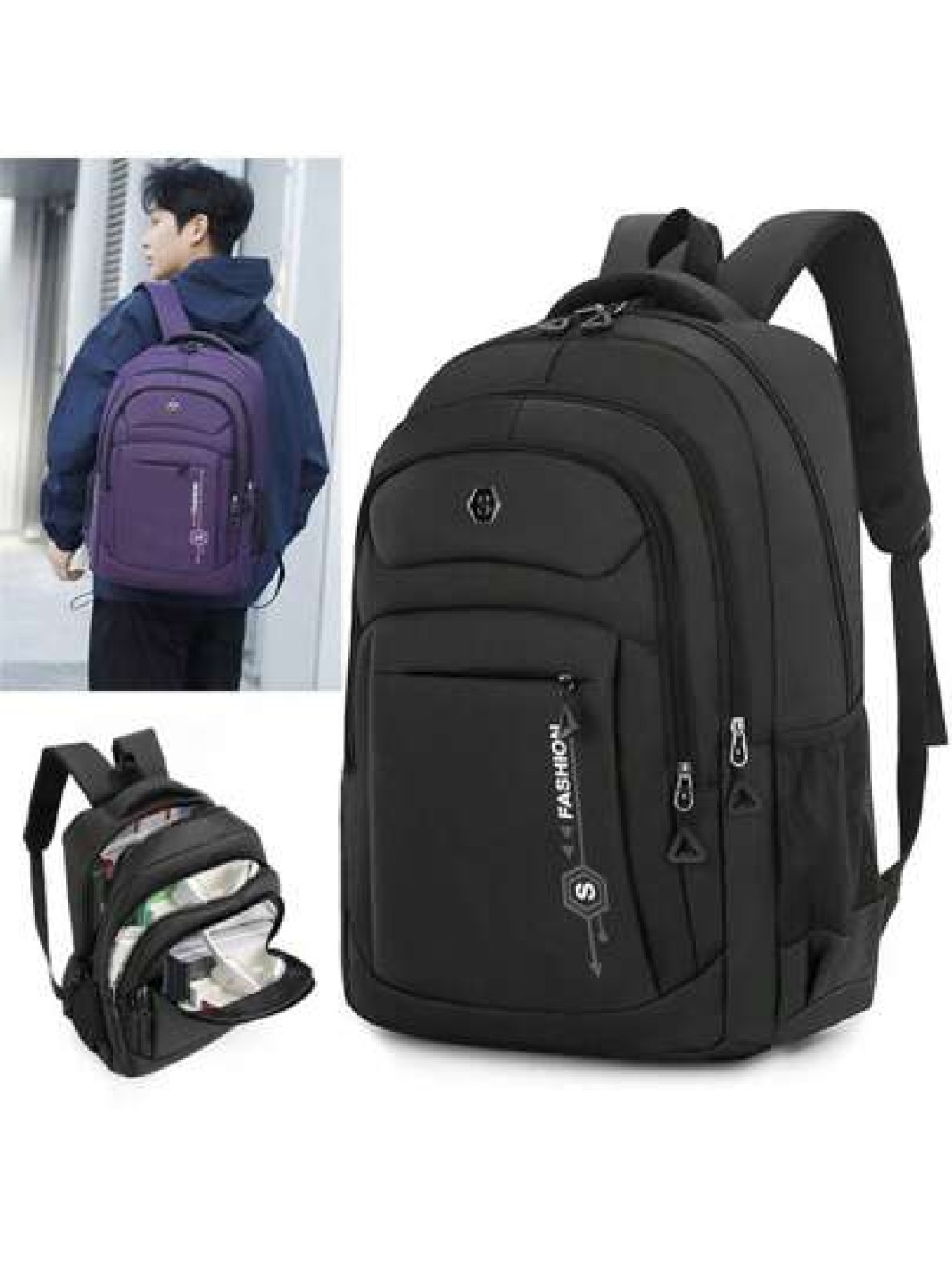 1pc Travel Business Laptop Backpack For 15 6 Inch PC Casual Sport Style Nylon Backpack For Men Large Student Bag Lightweight Multi Function Travel Bag Easy Storage Day Bag Stylish Business Travel Bag