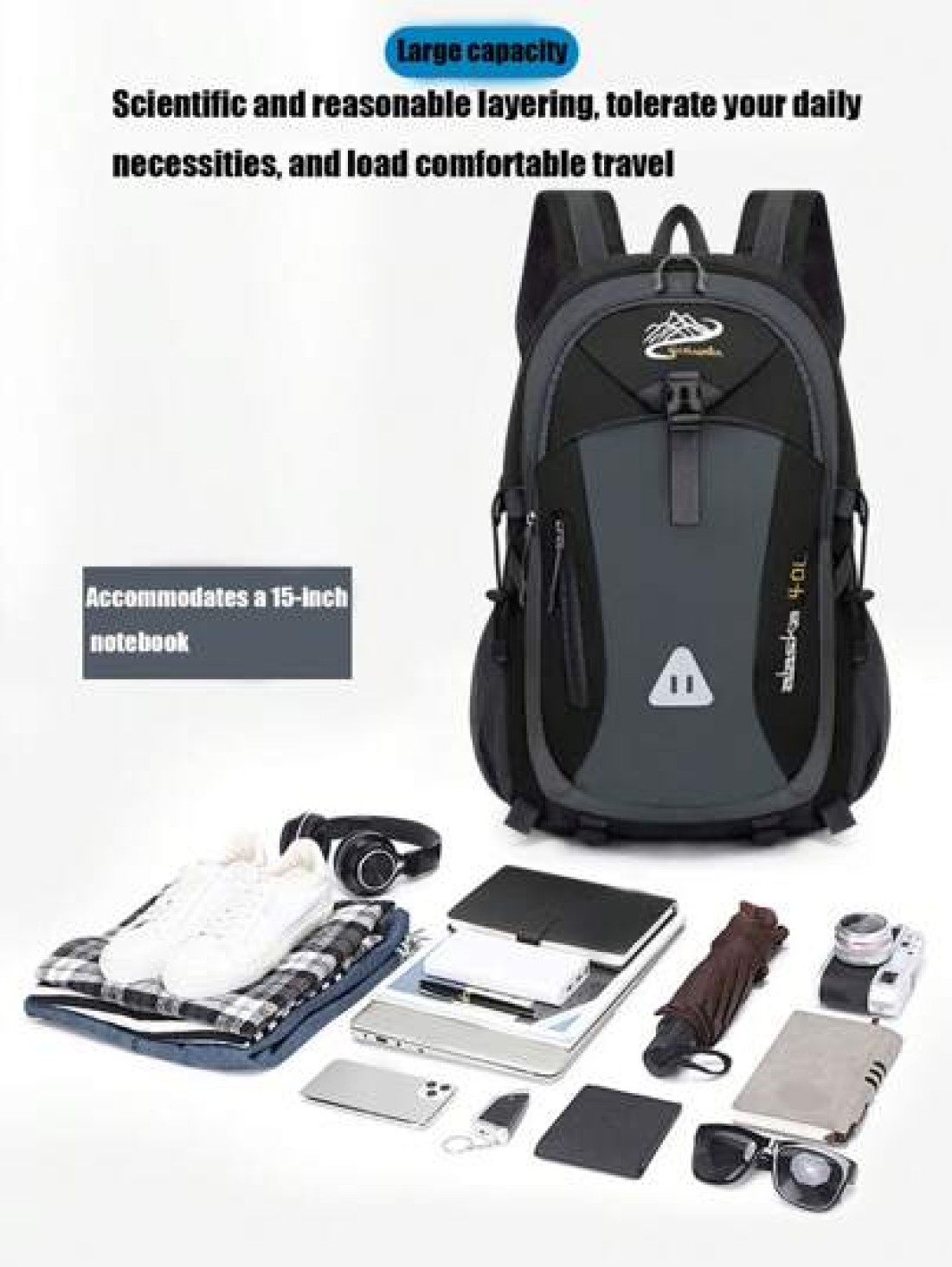 1 Piece Large Capacity Waterproof Fashion Outdoor Hiking Bag Travel Bag Backpack With Multiple Pockets And Compartments Student Backpack School Bag With Headphone Jack Sports School Bag Commute School