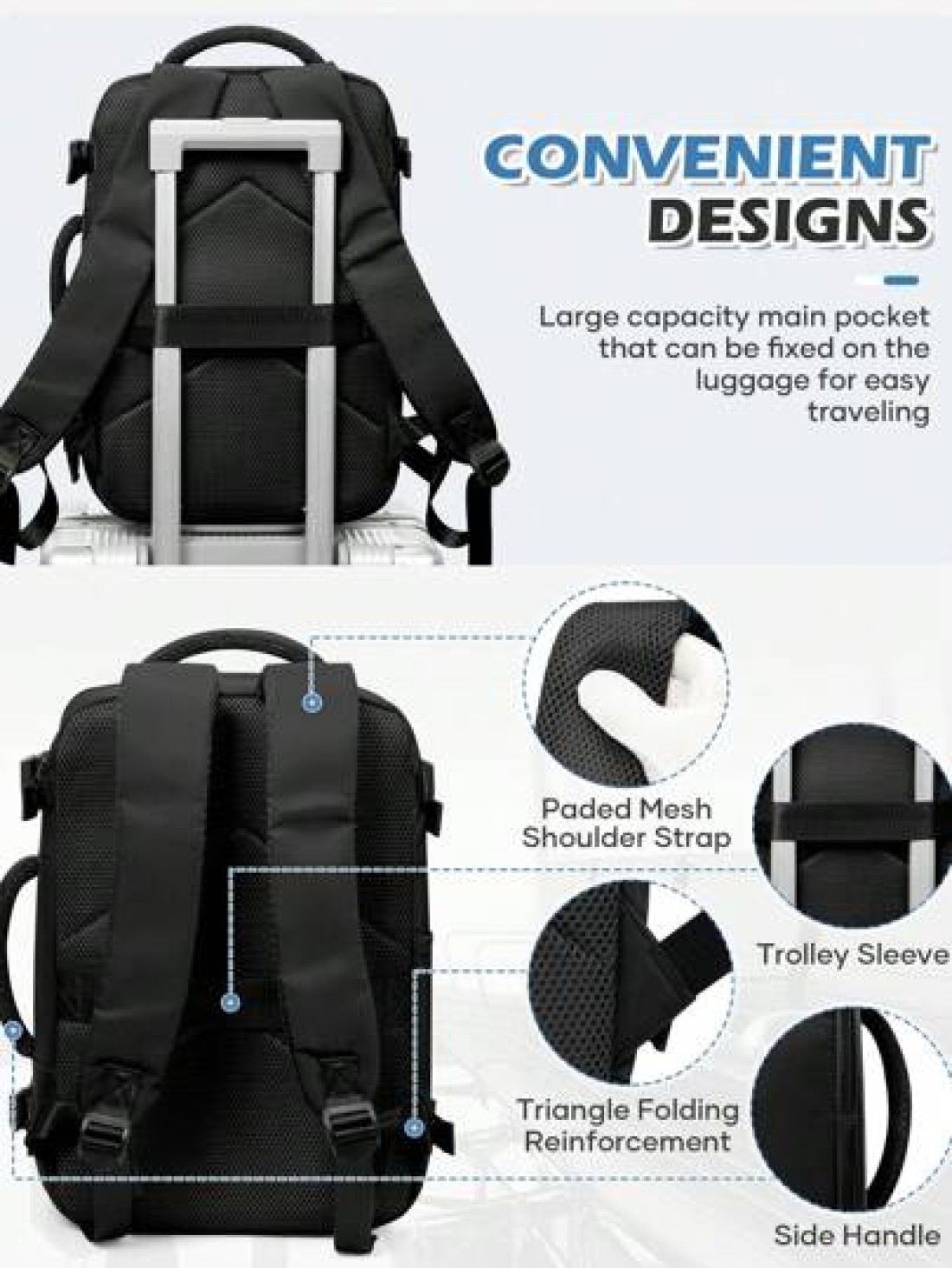 Large Capacity Travel Business Backpack Suitcase Backpacks Water Resistant Luggage Daypack With Dry Wet Separation Bag Large Travel Backpack For Women Men Carry On Backpack Hiking Backpack Waterproof