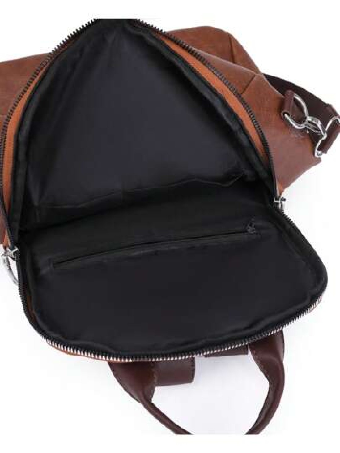 Fashionable Backpack Retro Korean Style Large Capacity Casual Faux Leather Adjustable Shoulder Strap Zipper Closure Polyester Lining Embroidered Line Details For Daily Commute