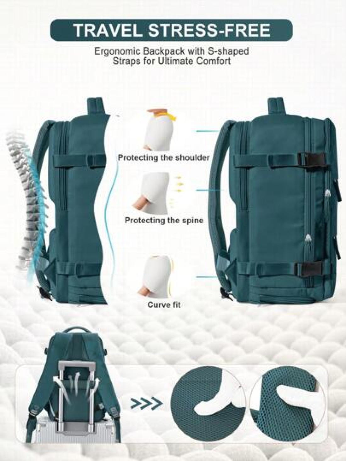 Large Capacity Carry On Backpack Waterproof Nylon Fabric Travel Backpack For Women Business Laptop Backpack Schoolbag For College Lightweight Short Distance Business Trip Duffel Bag With Shoe Compartm