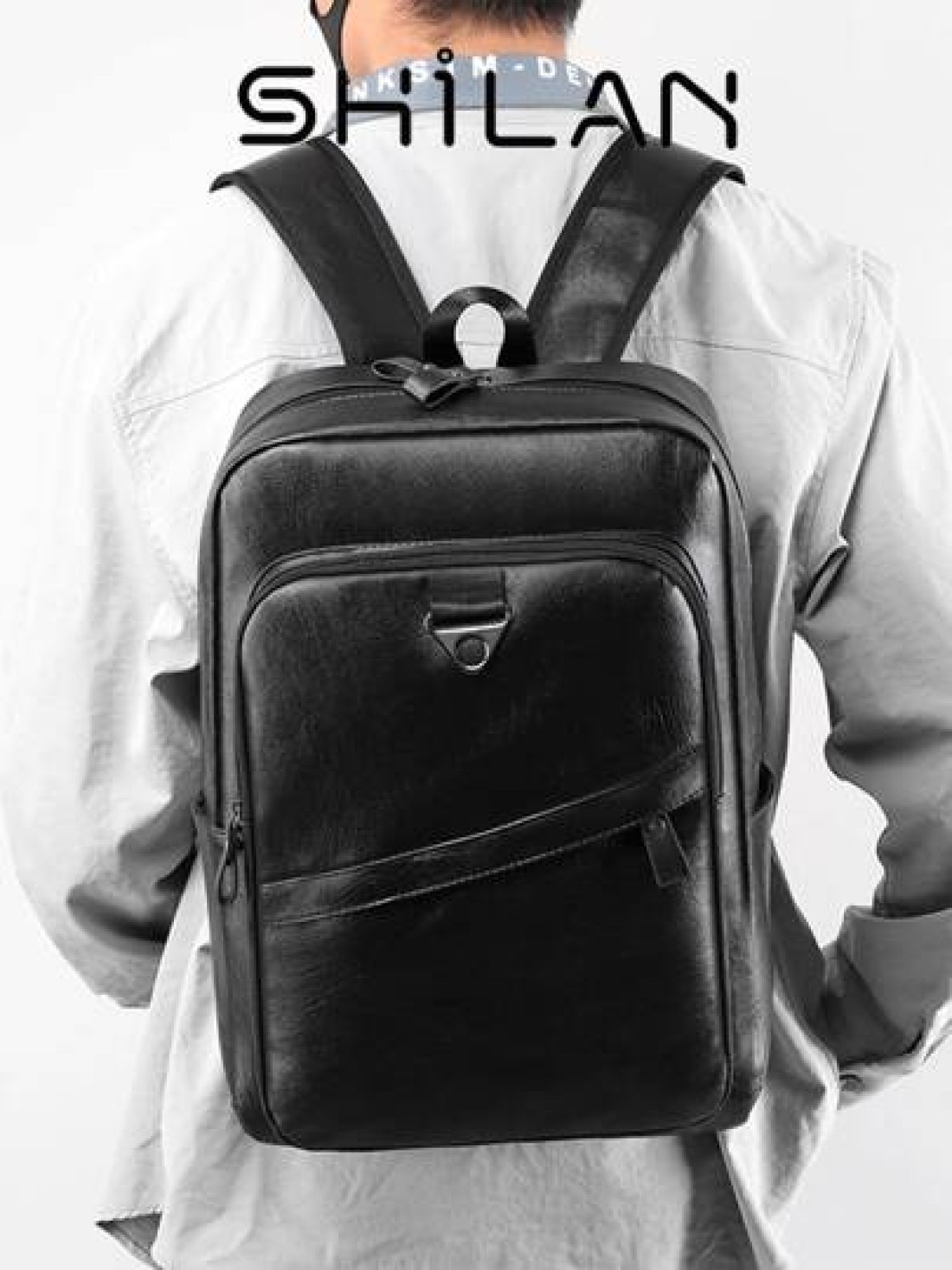 SHILAN High End Men s Business Backpack With Large Capacity And Multiple Functions For Sports Made Of PU Material With Multiple Compartments And Pockets Adjustable Shoulder Straps Suitable For Outdoor