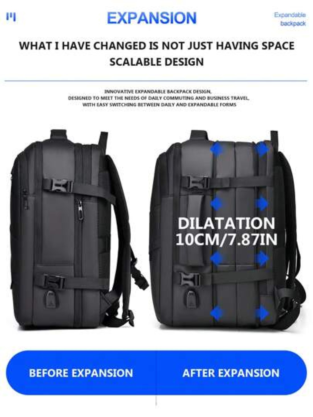 Men Backpack Rucksack Business Backpack With USB Charge Port 1pc Expandable Laptop Backpack Casual Multi Pocket Daypack Large Capacity Fashion Backpack High Quality Waterproof Oxford Male Travel Commu
