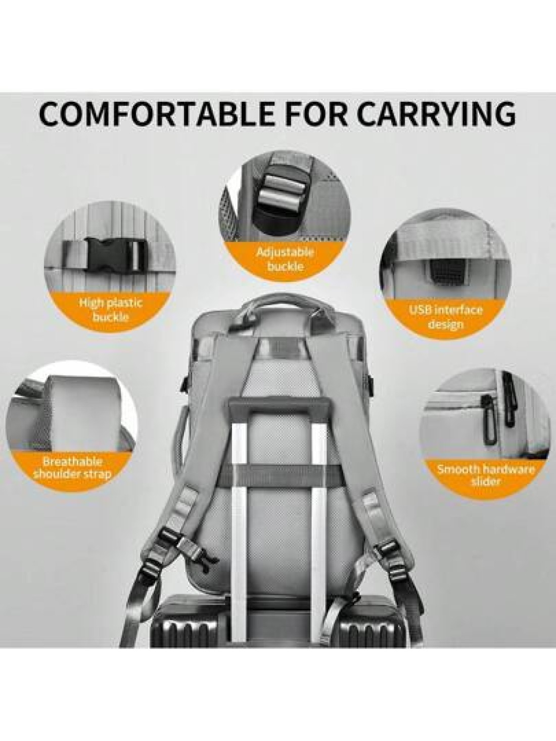 Clevn Kare Large Multi Compartment Travel Backpack Space Saving Design Fabric Carry On Friendly Suitable For Weekend Getaways Camping And Laptop Storage Compression System Dual Handle Backpack