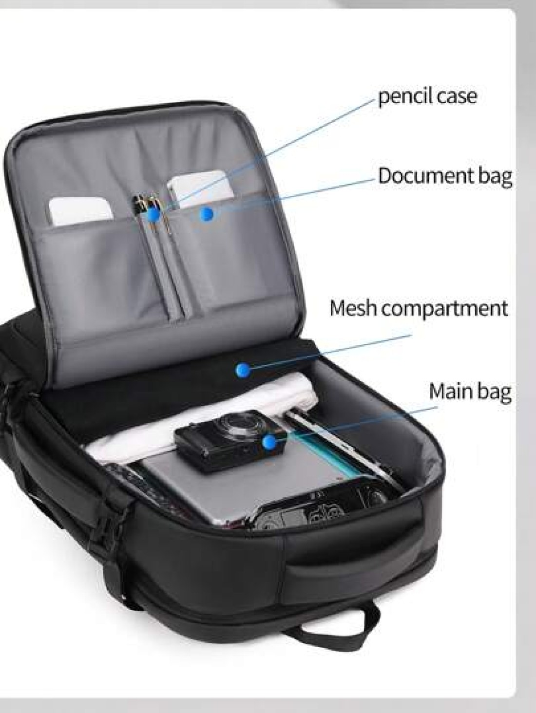 1pc Expandable Large Capacity Travel Backpack Outdoor Beach Bag School Student Backpack Weekend Overnight Bag With Wet Dry Separation Multiple Pockets Scratch Resistant Water Resistant Fabric Holiday