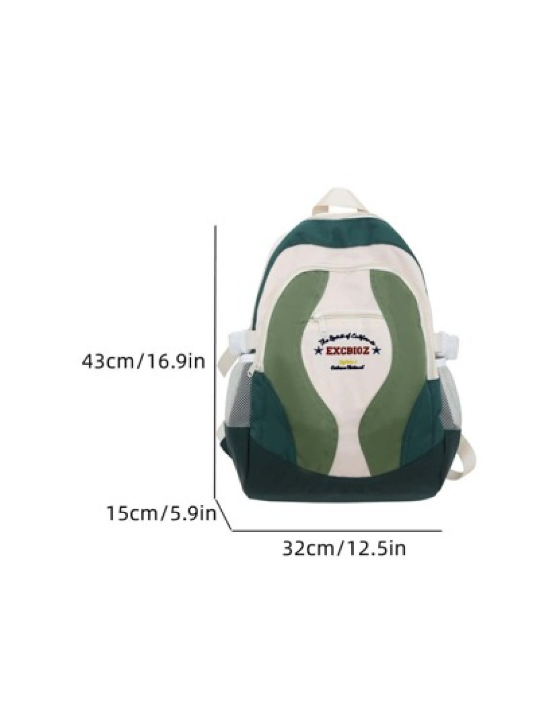 Green Fashion Lightweight Color Block Letters Simple Preppy Style Backpack Street Casual Junior High School Students Co Ed Backpack Rucksack Summer School Bag School Backpack School Supplies Holiday E