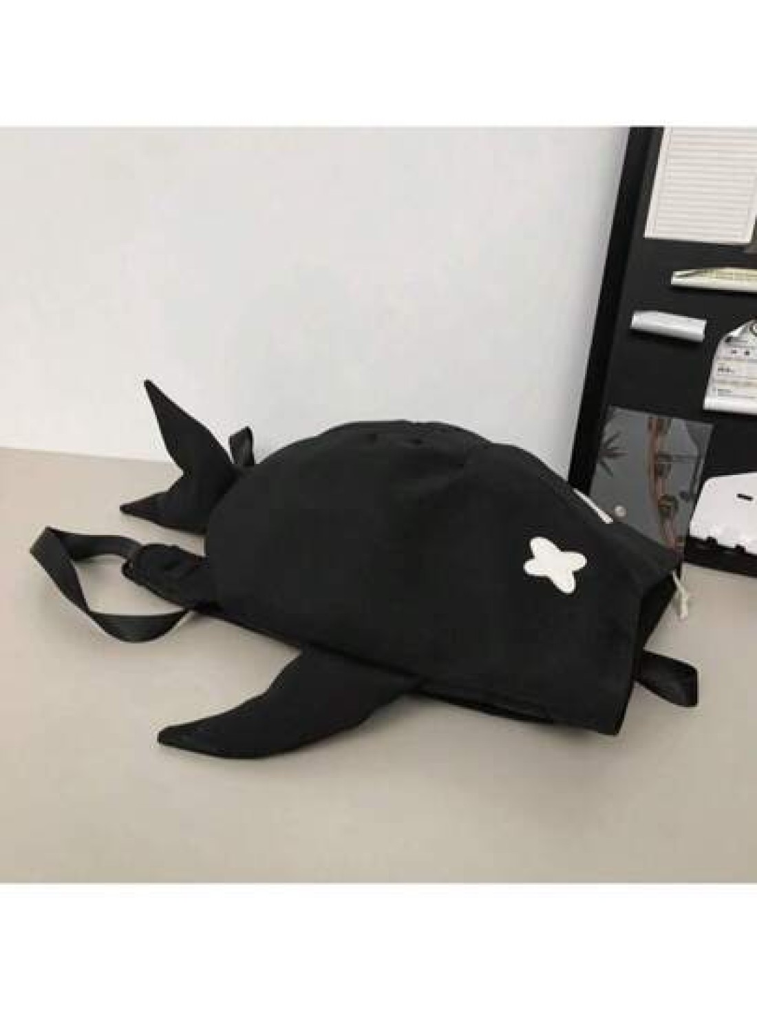 1pc Black Nylon Shark Shape Creative Cartoon Men s Backpack Large Capacity Student Schoolbag Cute Fashionable Personalized Novelty Fits Phones Tablets Books Water Bottles Adjustable Straps Suitable Fo