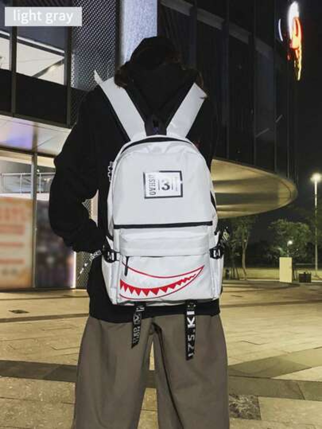 Street Fashion New Backpack Creative Large Shark Design Korean Style For High School College Students Casual Rucksack All Straps And Prints Letters Are Random School Backpack