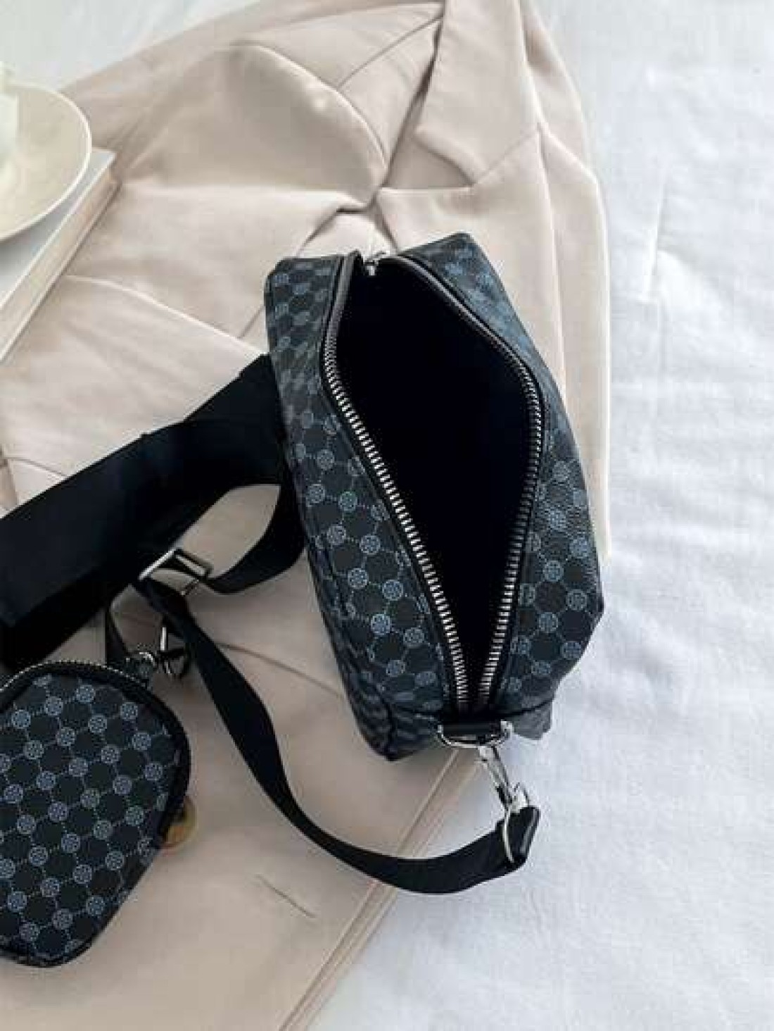 Advanced Retro Letter Printed Men s Diagonal Shoulder Bag Two Piece Mini Crossbody Bag Square Bag Mini With Coin Case Water Proof With Adjustable Strap Multi Functional Outdoor Vacation Vintage Leathe