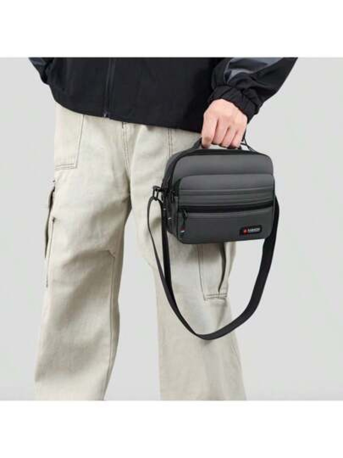 Men s Casual Versatile Solid Color Nylon Messenger Crossbody Phone Bag Business Style