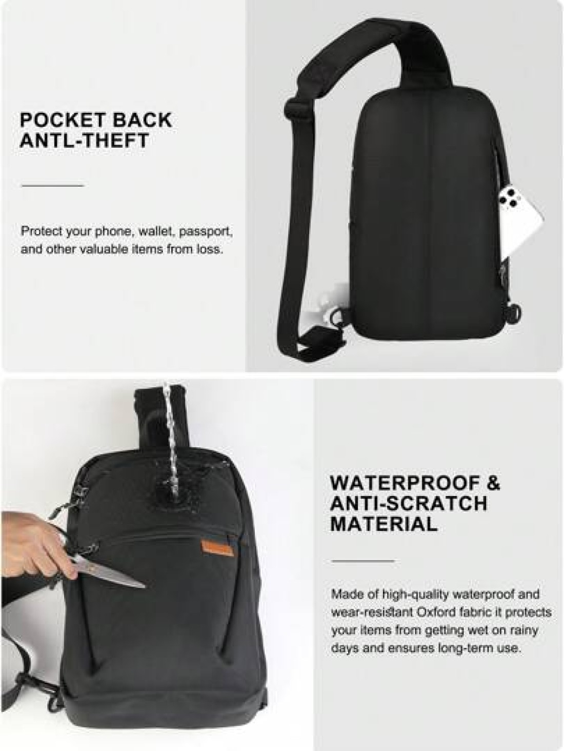 Sling Bag For Men Lightweight Waterproof Chest Crossbody Bag Anti Theft Multipurpose Sling Backpack For Outdoor Sport Business