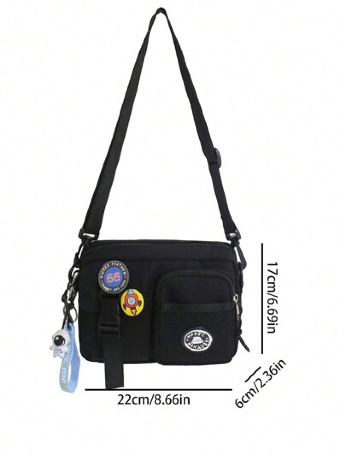 Small Square Bag Black Release Buckle Decor With Bag Charm For Daily School Bag Sling Bag Sport Bag For High School University Student For Travel College School Shoulder Bag Crossbody Bag Side Bag Sum