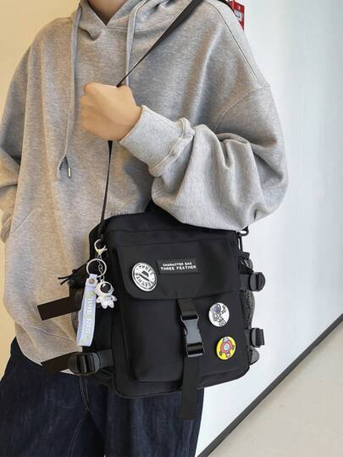 High School Students Multifunctional Sling Bag Shoulder Bag Casual Bag Men Letter Graphic Square Bag Schoolbag For Travel College Outdoor Sports Commute Multiple Pockets Messenger Bag Sling Bag Christ