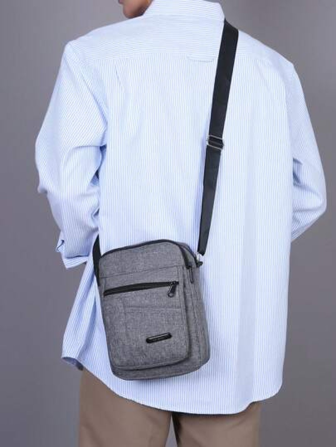 Zipper Closure Men s Grey Nylon Shoulder Crossbody Bag Sling Bag Shoulder Bag Side Bag Square Bag For Holiday School Bag For College Students Summer Gifts For Boyfriend College Bag Dad Sling Bag Multi