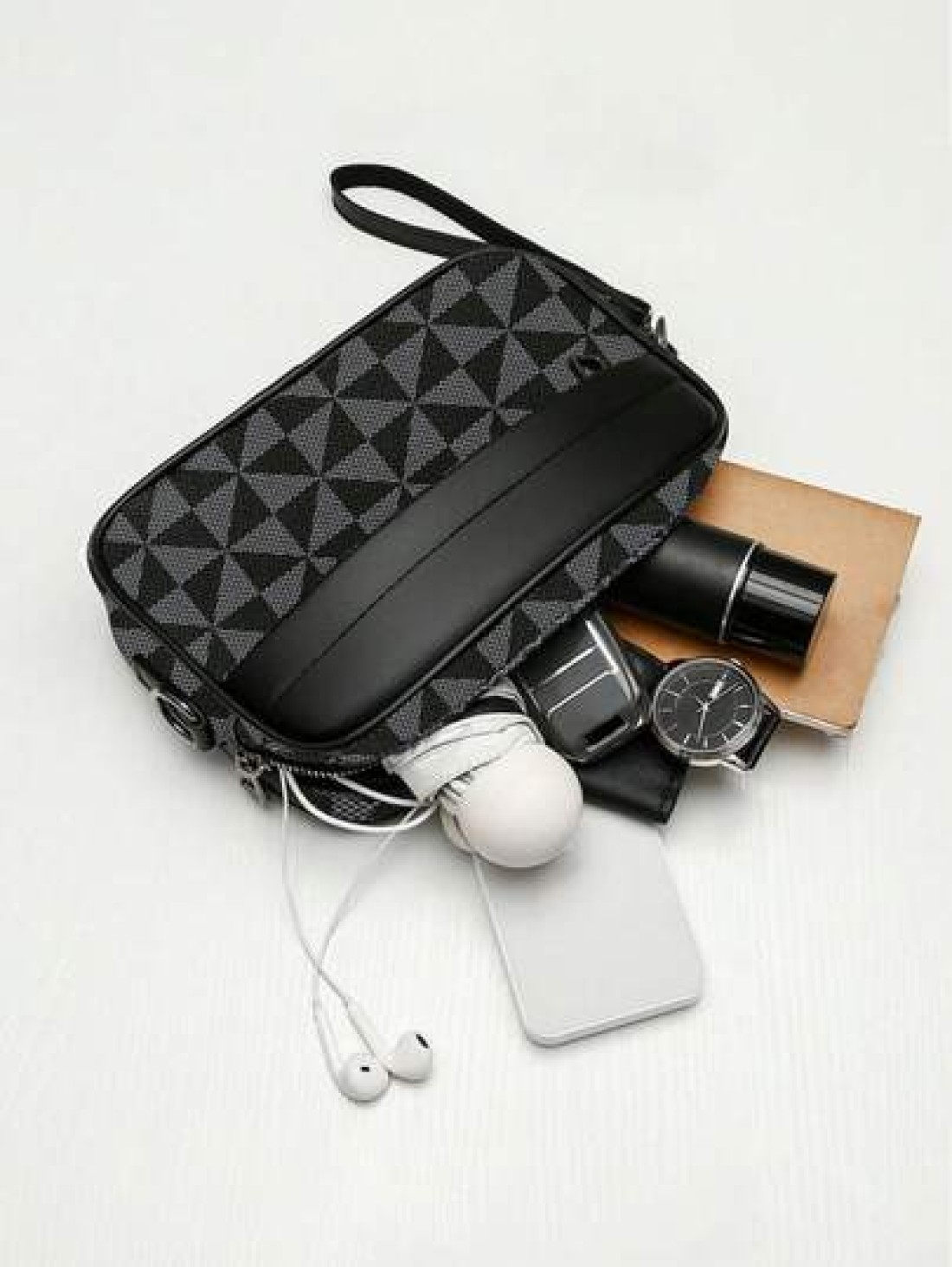 Korean Style Shoulder Bag Square PU Leather Crossbody Bag With Random Floral Windmill Print Versatile For Casual Business College Students Sports Gift For Boyfriend Mini Bag Small Bag Purse