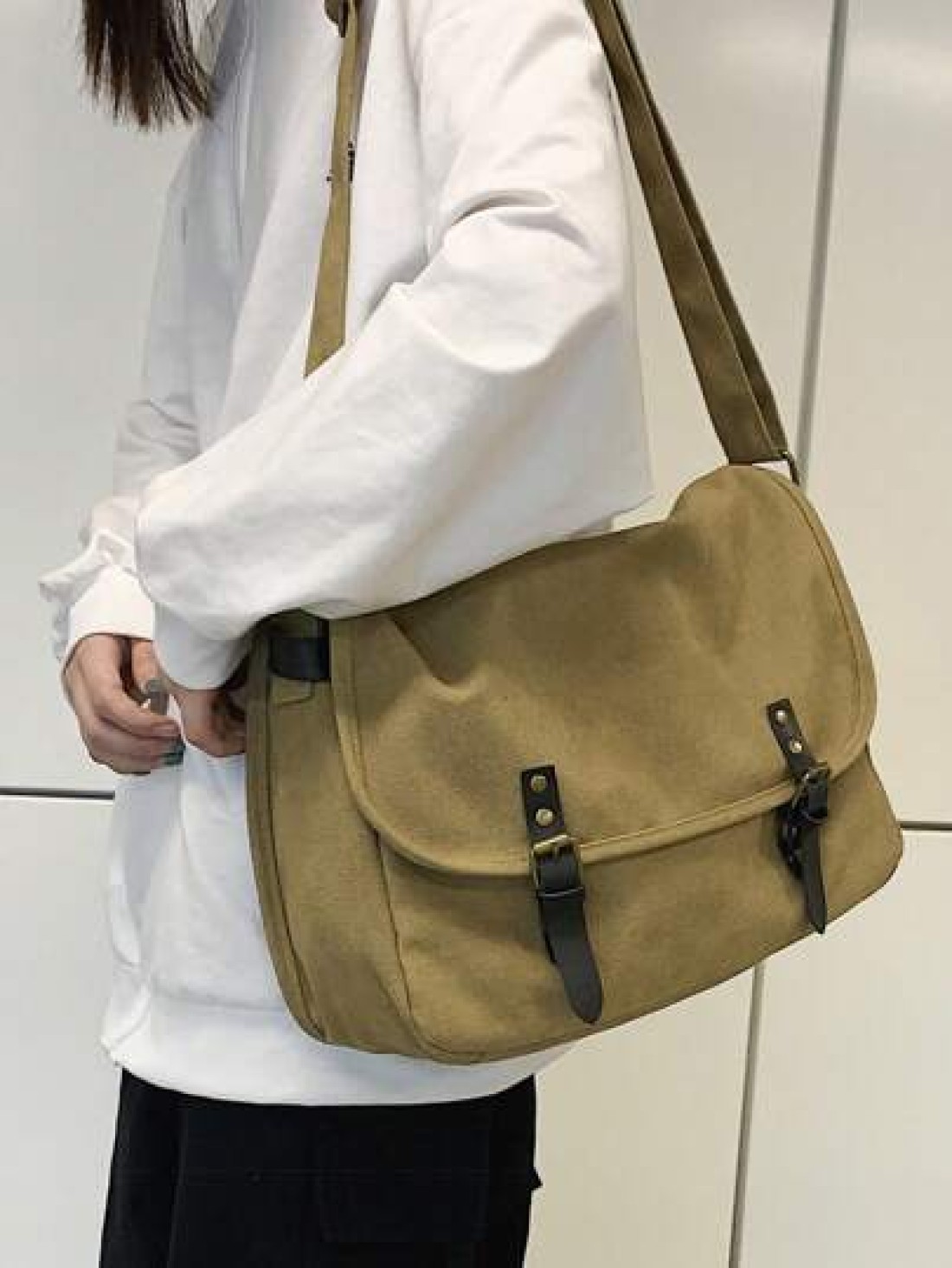 peach tree Retro Solid Canvas Shoulder Bag Peach Tree